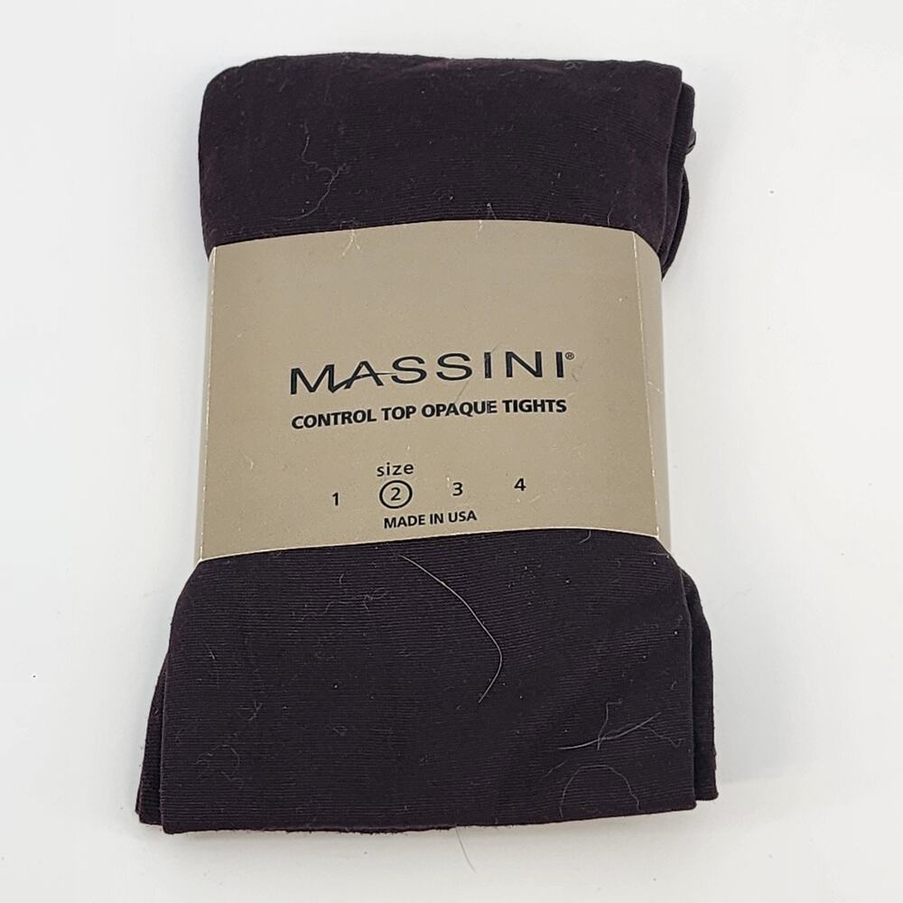 Massini Womens Size 2 Stocking Brown Control Top Opaque Tights Cotton Shield NWT